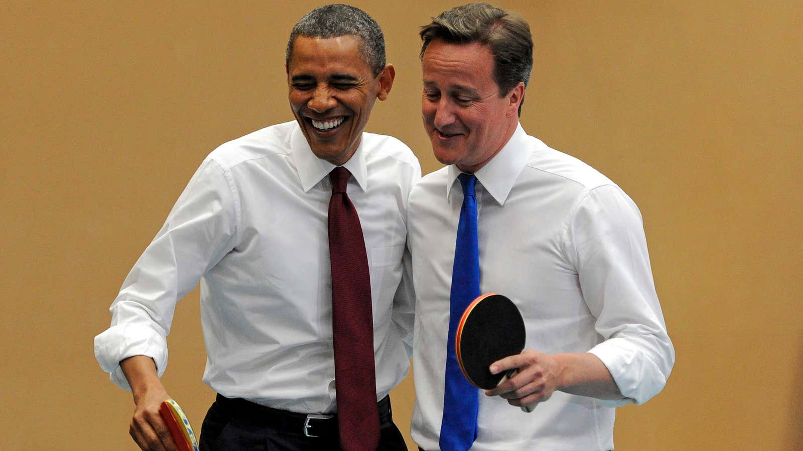 Cameron wants a friend with him at the negotiating (and ping pong) table.