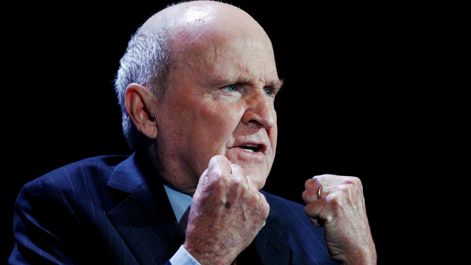 FILE PHOTO: Former CEO of General Electric, Jack Welch, speaks during the World Business Forum in New York October 5, 2010.  REUTERS/Lucas Jackson/File Photo – RC2QBF9U5ZG8