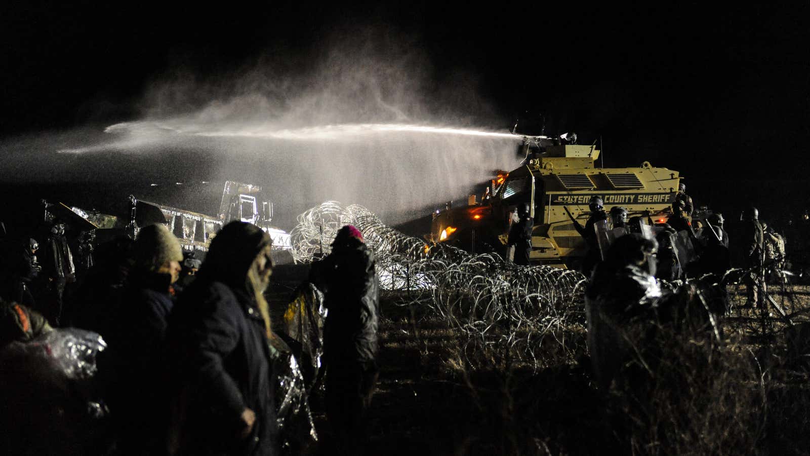 Those seeking to protect their water were attacked by law enforcement with water.