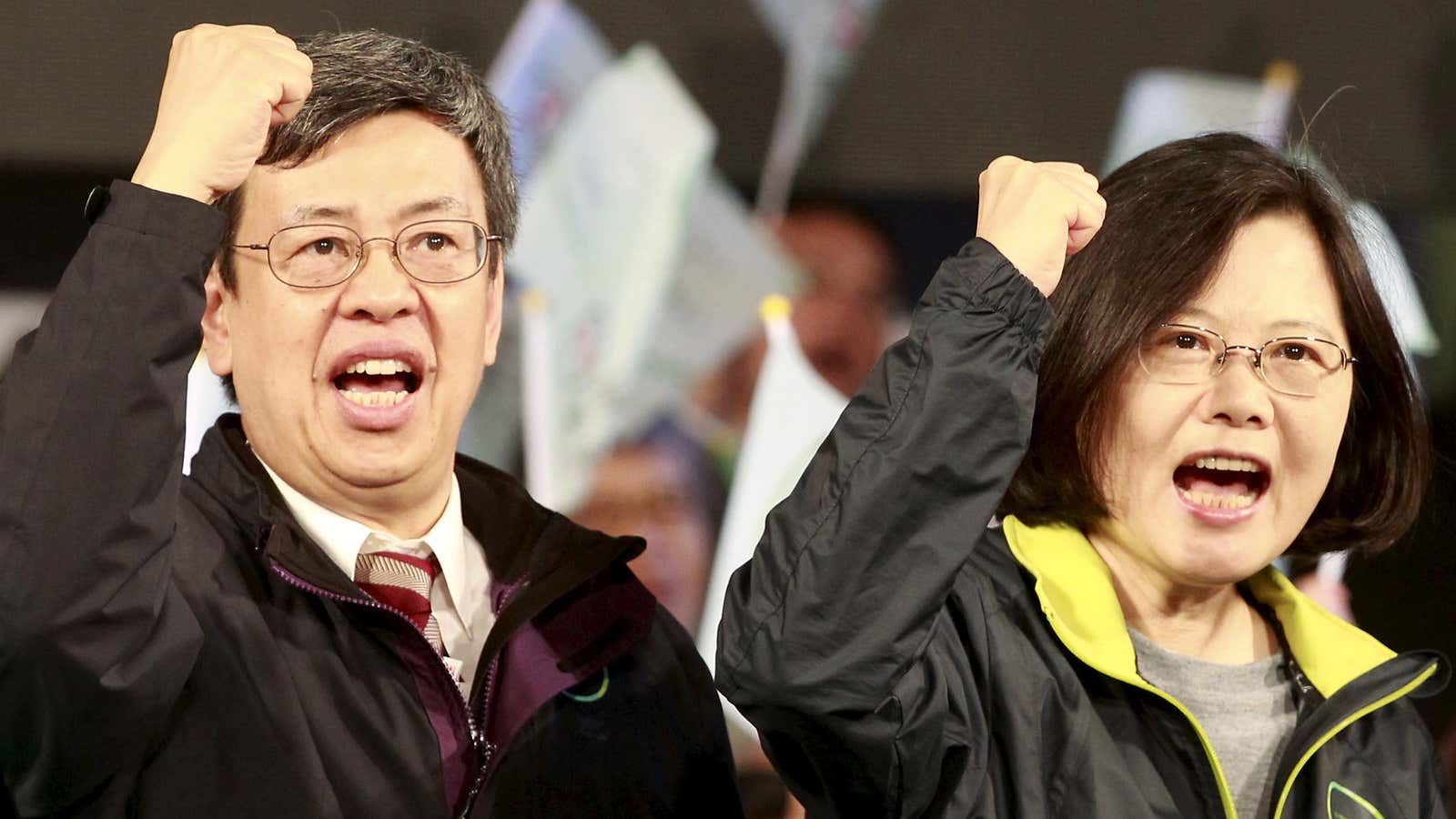 Chen Chien-Jen, left, with president elect Tsai Ing-Wen.