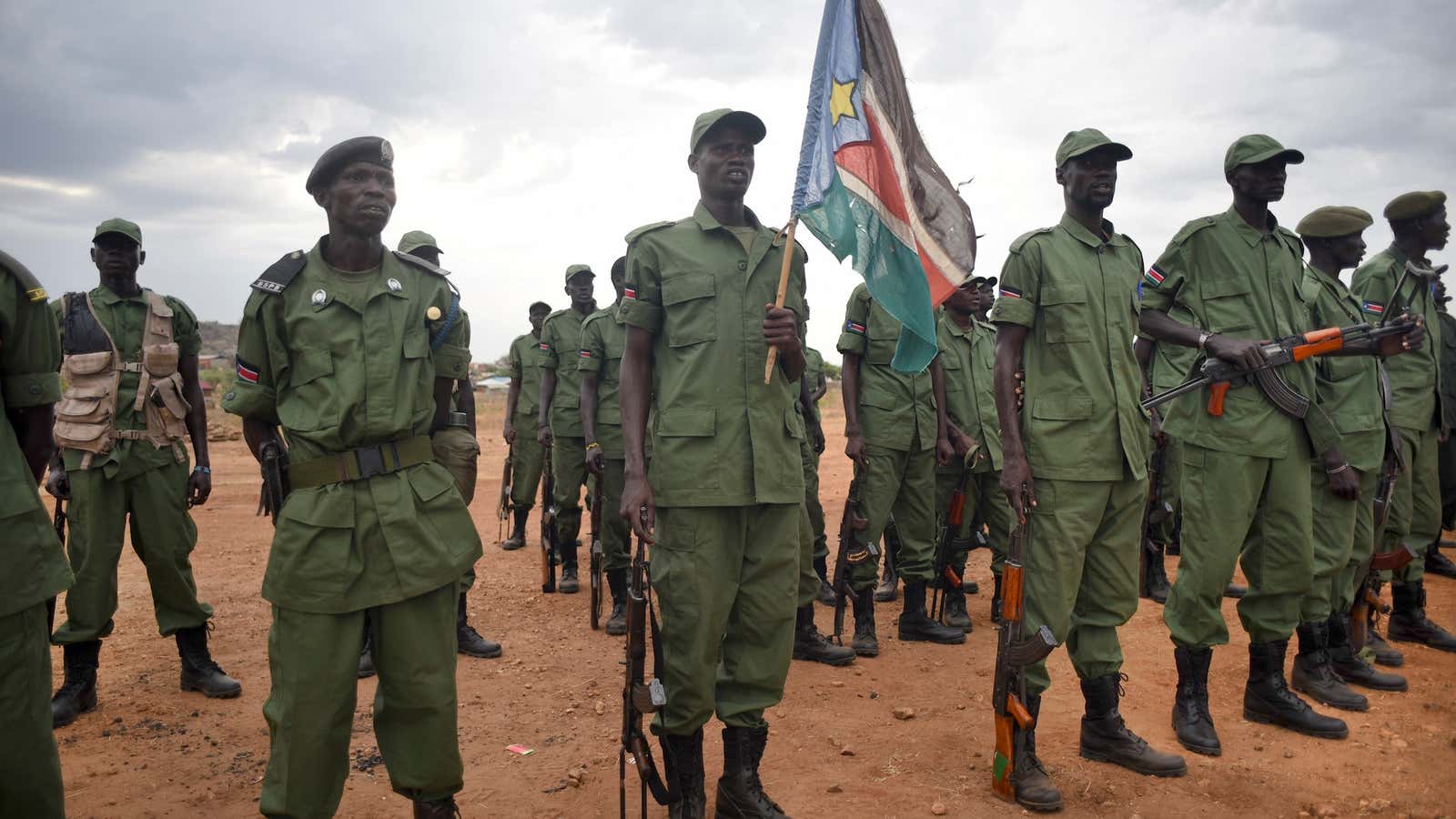 South Sudanese rebel soldiers at a military camp in the capital Juba, South Sudan, April 7, 2016.