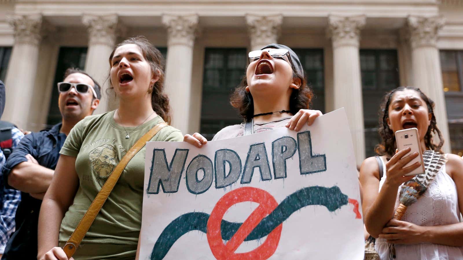 Protestors against the four-state Dakota Access pipeline. (AP Photo/Tae-Gyun Kim)