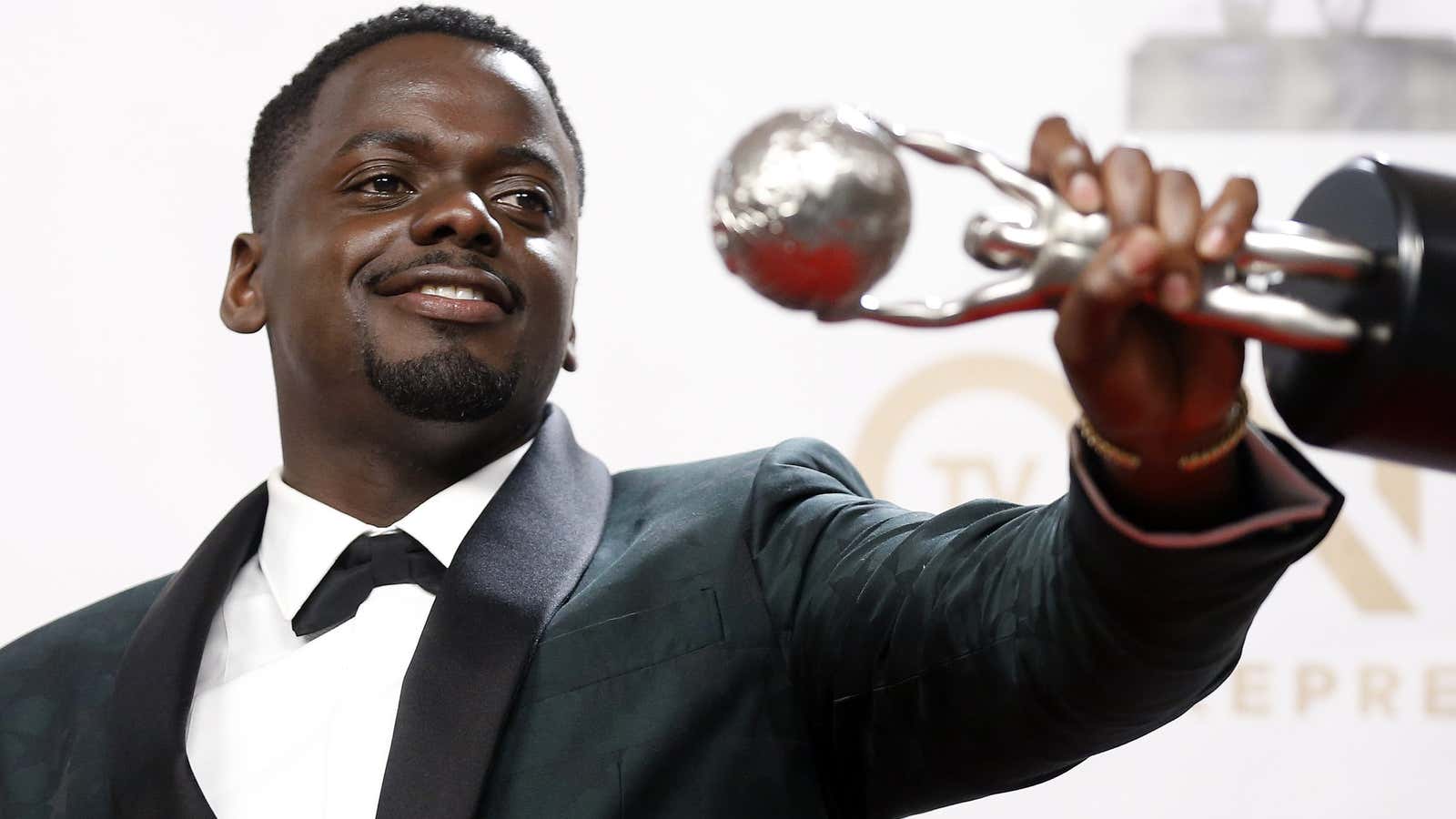 Daniel Kaluuya with his NAACP Image award for Outstanding Actor in a Motion Picture for “Get Out”.