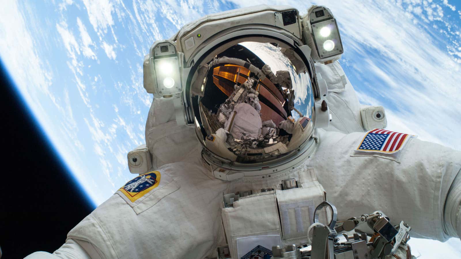 The famous “space selfie” taken by NASA astronaut Mike Hopkins in December 2013.