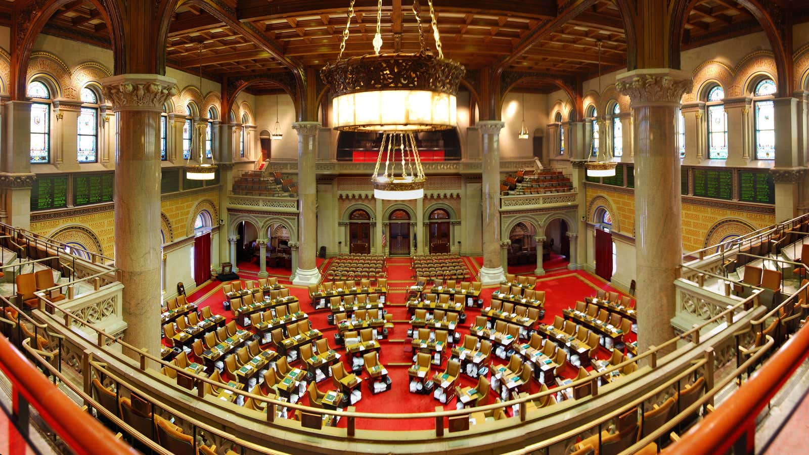 The New York state assembly chamber in Albany, New York.