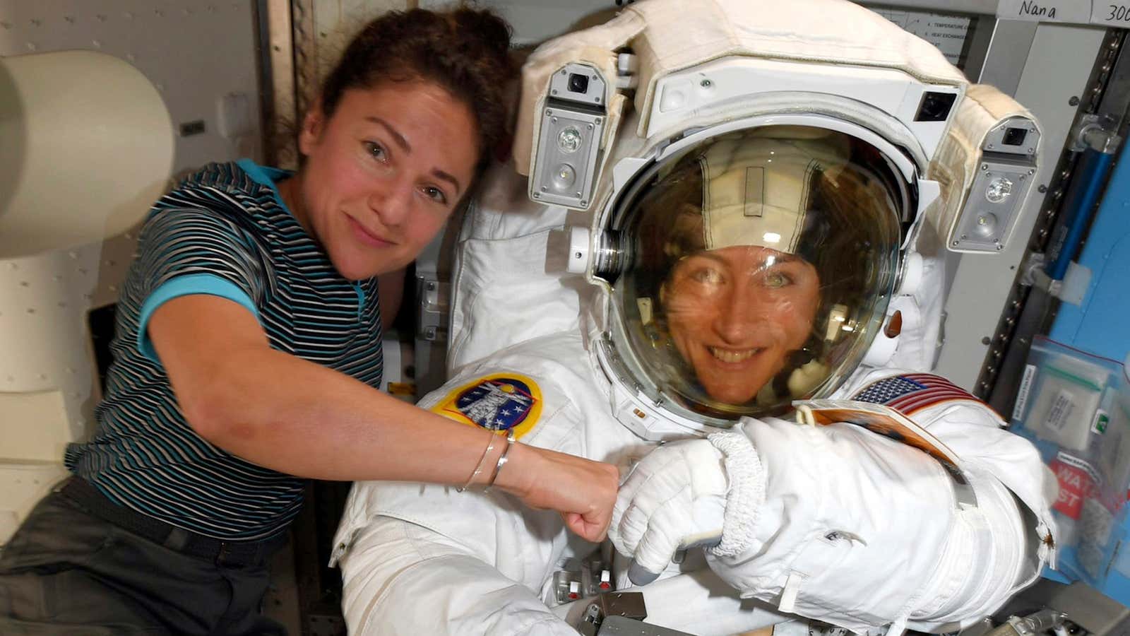 A lot of women can relate to astronauts Christina Koch, right, and, Jessica Meir.