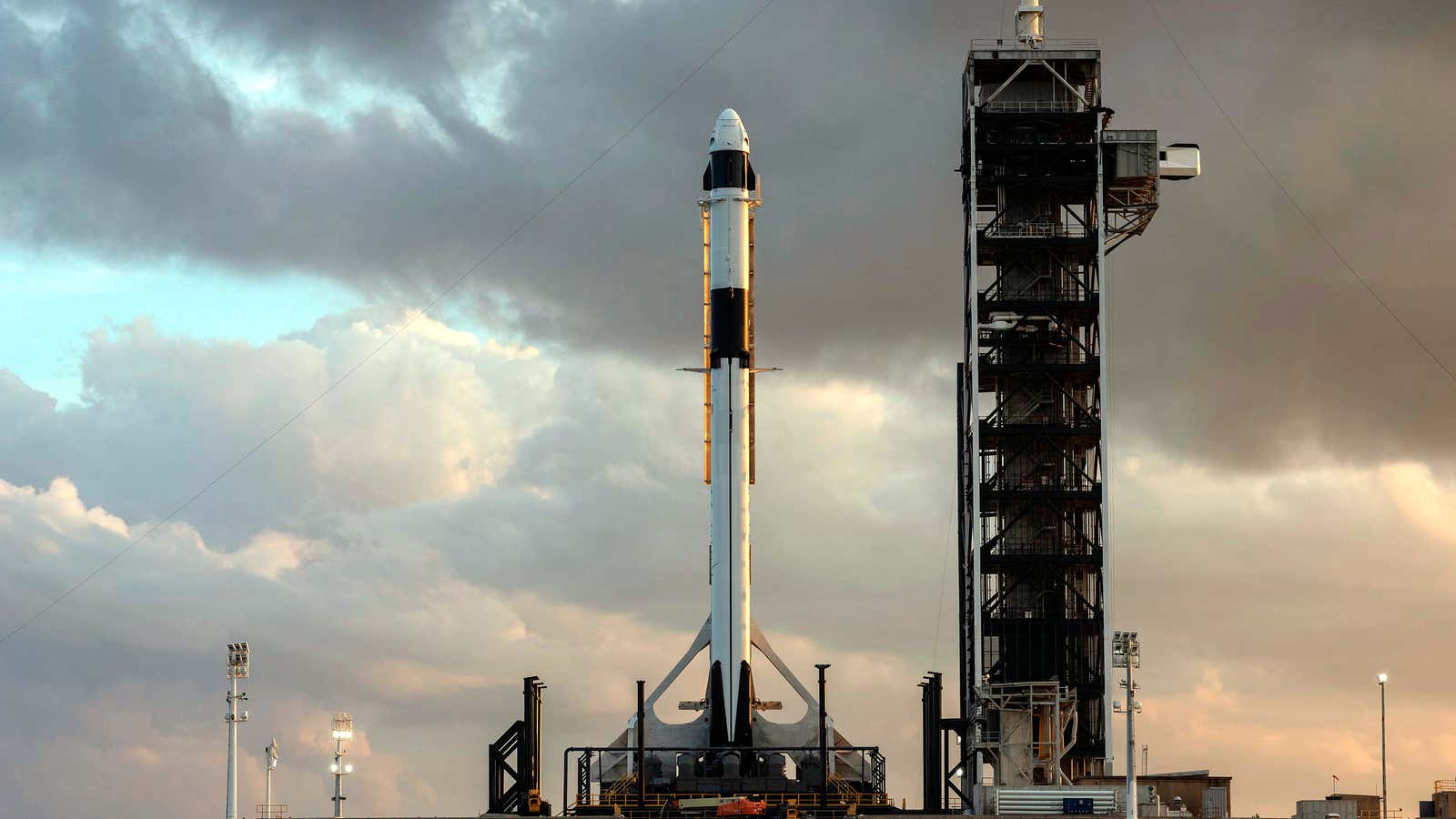 The Crew Dragon on the launchpad ahead of a prior test flight in March 2019.