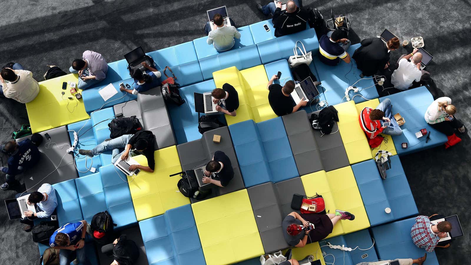 Attendees use their laptops at the Google I/O developers conference in San Francisco in 2014.