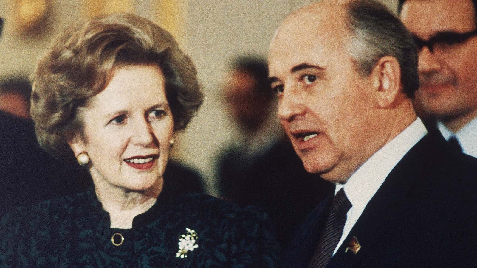 Thatcher and Gorbachev, doing business.