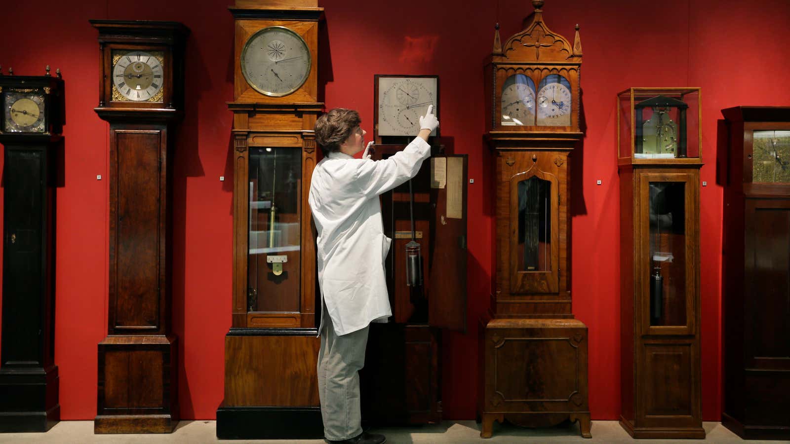 A clock conservator at the Science Museum’s Measuring Time gallery. Is this a good use of time?