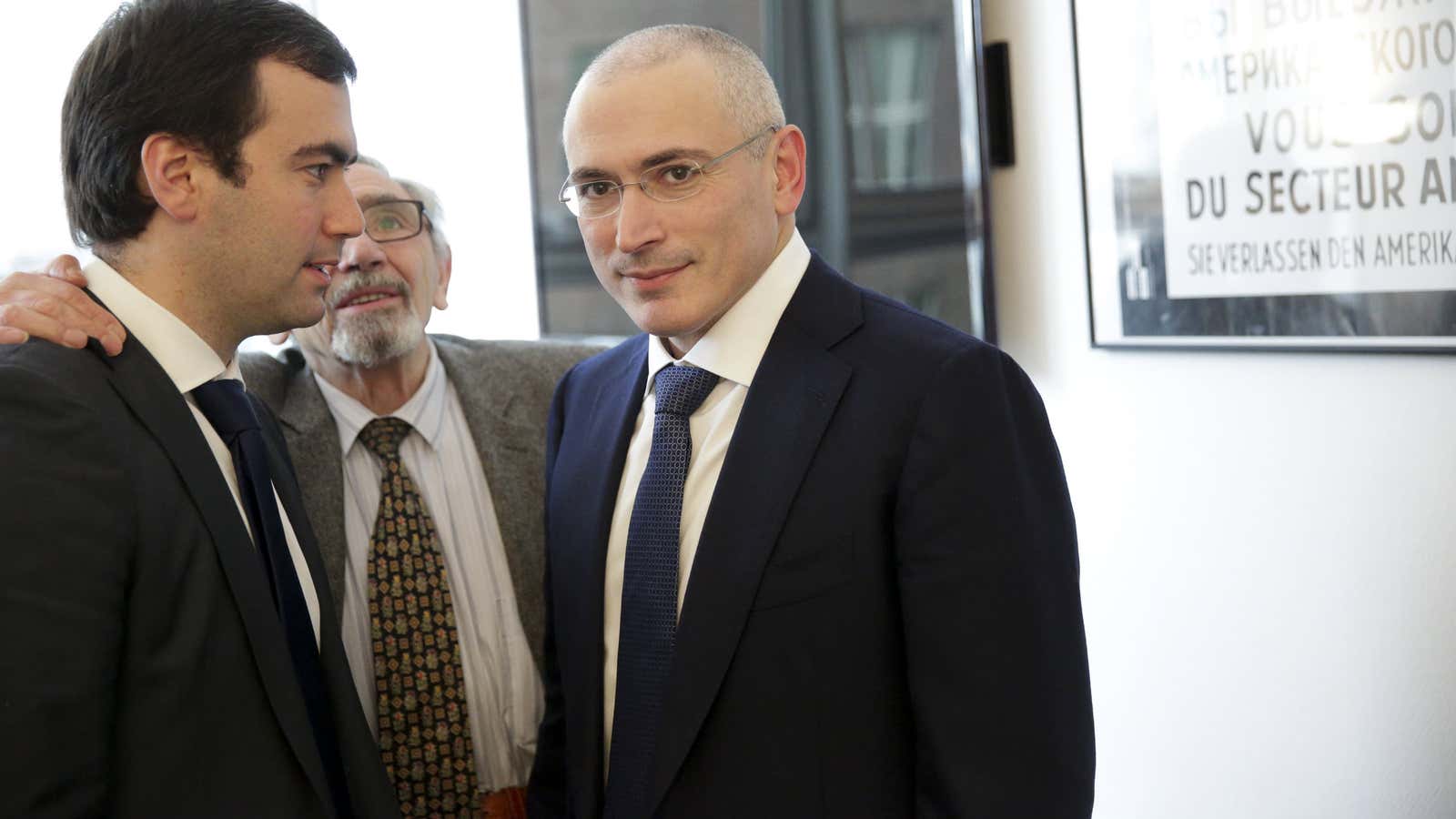 Khodorkovsky with father Boris and son Pavel.