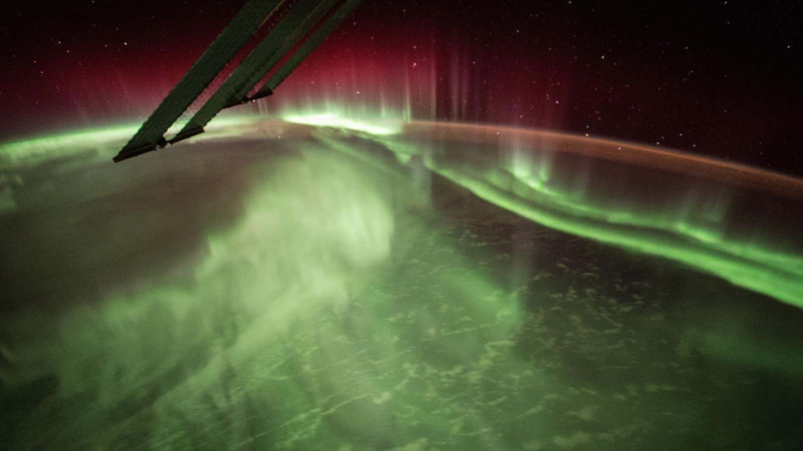 Aurora Borealis, seen from the ISS in 2015.