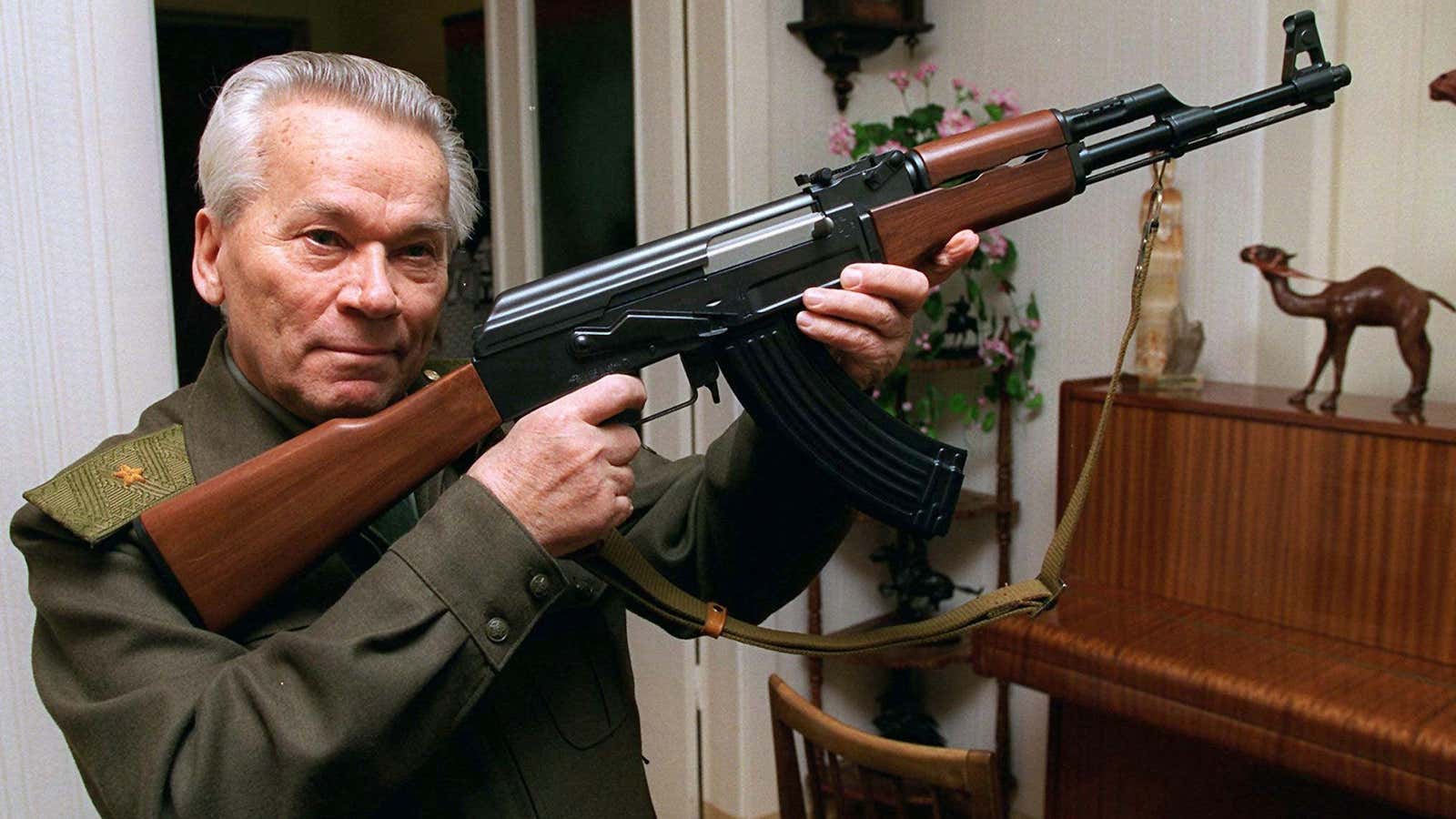 Kalashnikov and his assault rifle.