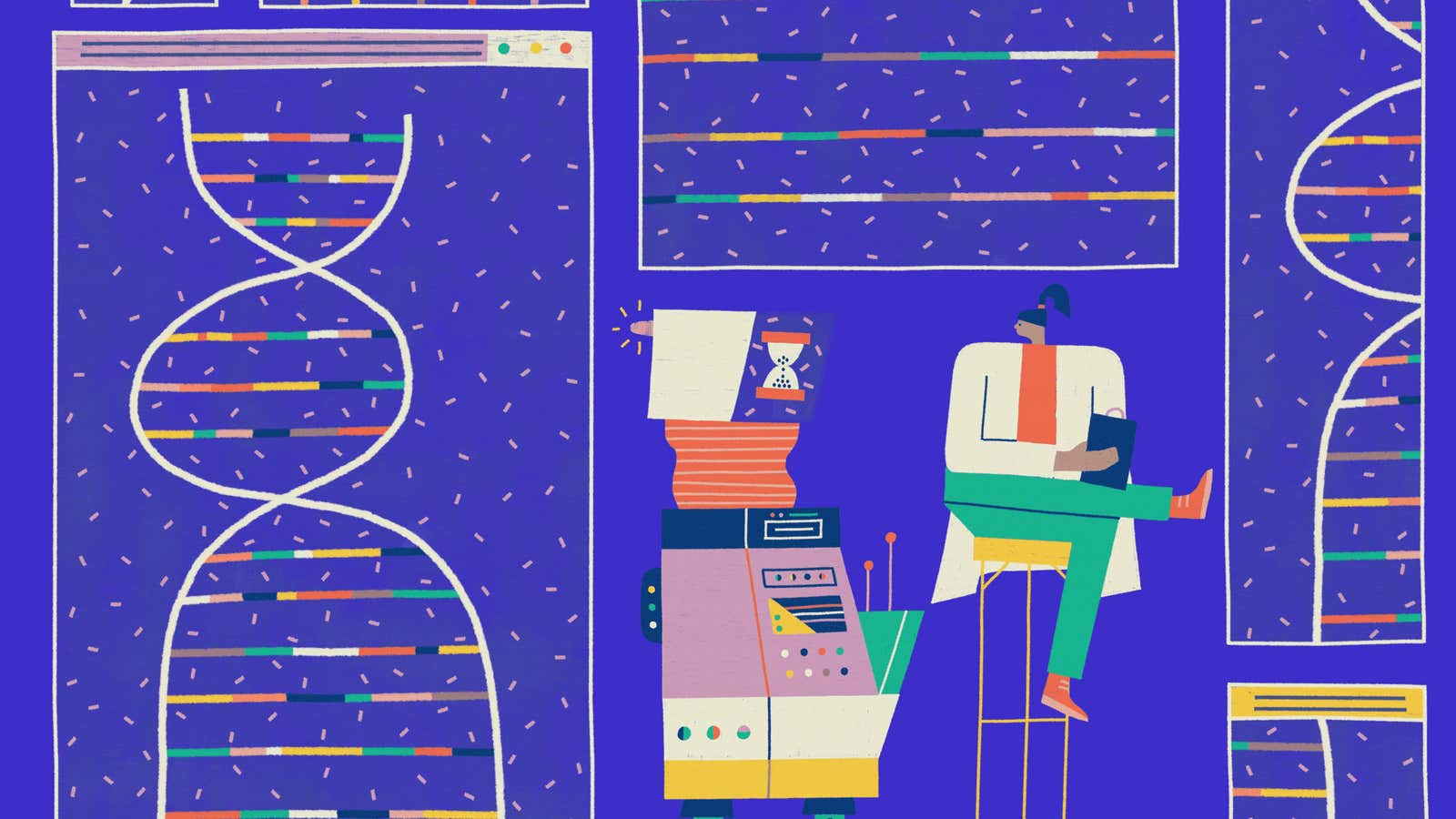 Illustration of how artificial intelligence will use genetic information to improve cancer diagnostics.