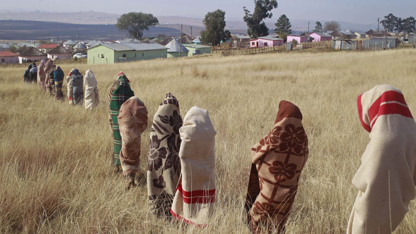 Xhosa boys undergo a traditional male circumcision ceremony into manhood.