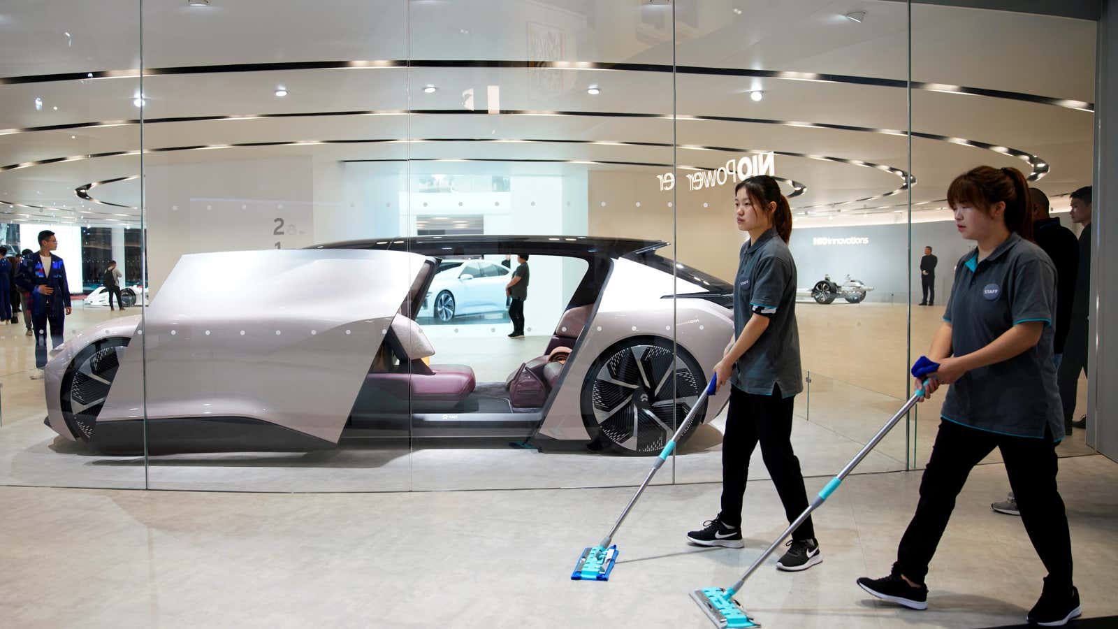 NIO’s self-driving electric concept car displayed at Shanghai auto show in 2019.