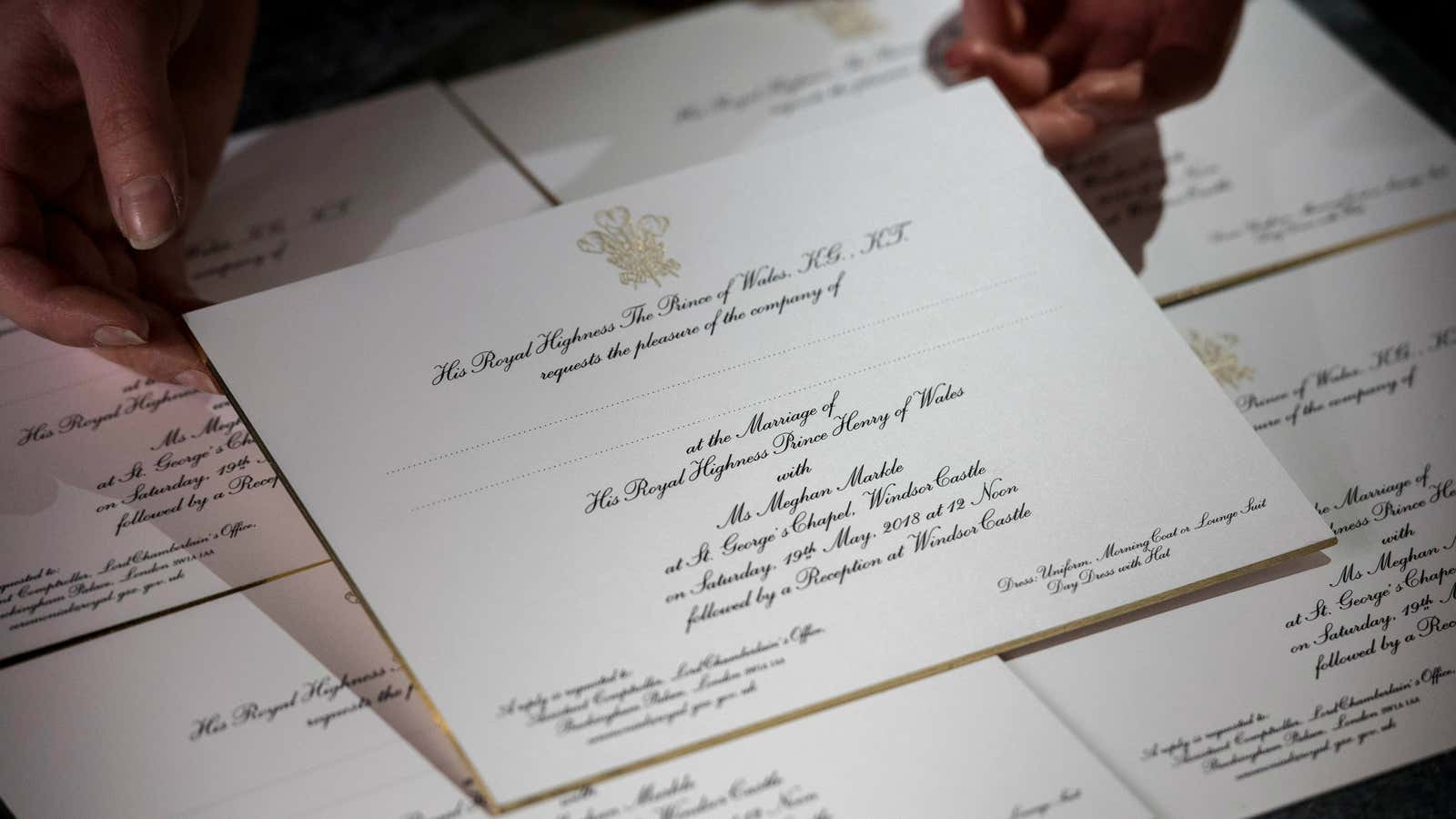 Meghan Markle and Prince Harry’s wedding invitation.
