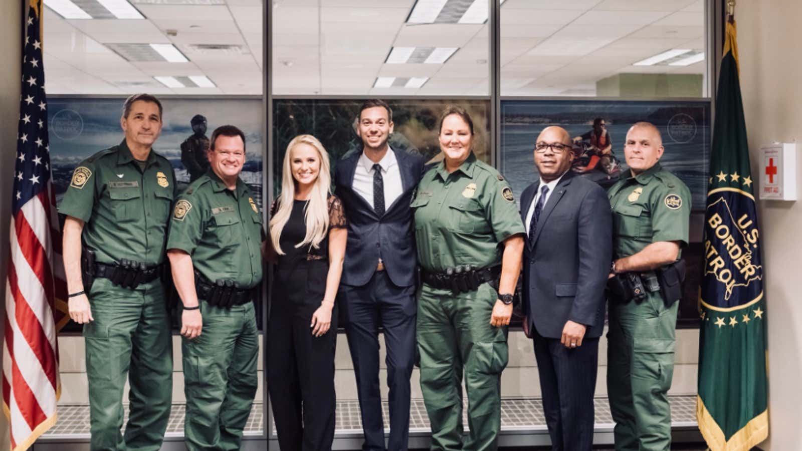 Far-right conservative commentator Tomi Lahren was the first thing visitors would see at Border Patrol headquarters.