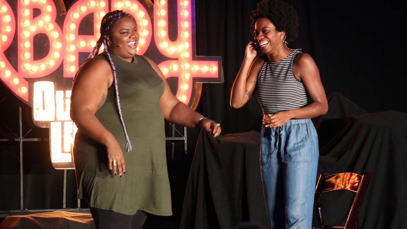 Nicole Byer and Sasheer Zamata perform on The Barbary Stage during the 2016 Outside Lands Music And Arts Festival at Golden Gate Park in San Francisco.