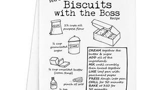 Funny Dish Towel, Biscuits With The Boss, Flour Sack Kitchen...