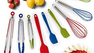 Hot Target Cooking Set of 9: 3 Non-Stick Silicone Tongs...