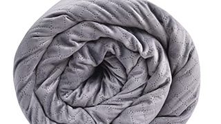 BlanQuil Quilted Weighted Blanket (Grey 15lb) W/Removable...