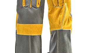 14.5" Long Premium Leather Gloves, BBQ gloves, Grill and...