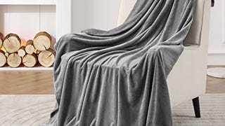 Bedsure Fleece Throw Blanket for Couch Grey - Lightweight...