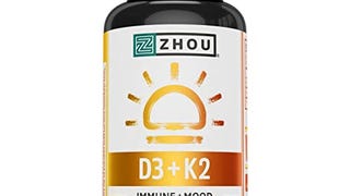 Zhou Nutrition Vitamin D3 K2, Bone and Heart Health Formula...