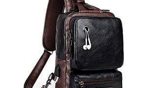 Small Black Sling Crossbody Backpack Shoulder Bag for Men...
