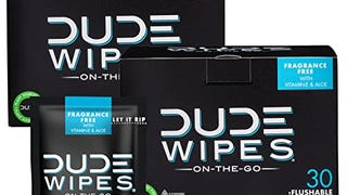 DUDE Wipes On-The-Go Flushable Wet Wipes - 2 Pack, 60 Wipes...