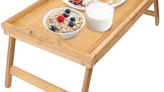 Greenco Bamboo Foldable Breakfast Table, Laptop Desk, Bed...