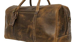 Leather Travel Duffel Bag - Airplane Underseat Carry On...