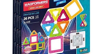 Magformers Neon (26 Piece) + Bonus Light Magnetic Building...