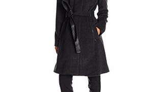 Badgley Mischka Women's Ivana Wool-Blend Coat with Leather...