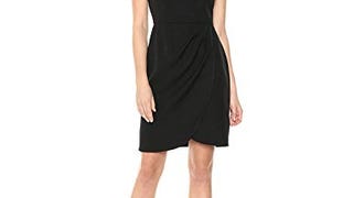 Lark & Ro Women's Cap Sleeve Mockneck Ruched Dress, Black,...