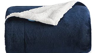Bedsure Sherpa Fleece Throw Blanket for Couch - Navy Blue...