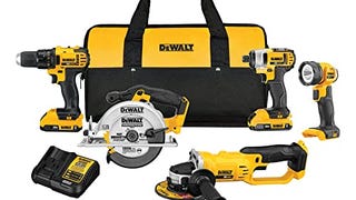 DEWALT 20V MAX Combo Kit, Compact 5-Tool (DCK521D2)