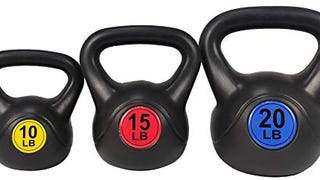 BalanceFrom Wide Grip 3-Piece Kettlebell Exercise Fitness...