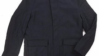 Perry Ellis Men's 35" Wool Zip Front Coat with Snap Placket,...