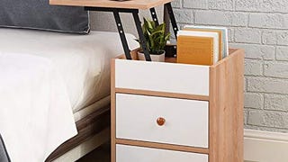 Adjustable Overbed Table with Wheels, Black Height and...