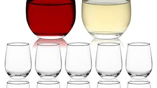 Chef's Star Stemless Wine Glasses Set of 12, No Stem Wine...
