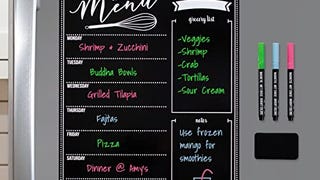 Magnetic Dry Erase Menu Board for Fridge: with Bright Neon...