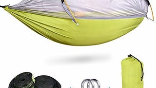 iSPECLE Camping Hammock with Netting, Hanging Swing Outdoor...