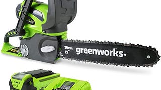 Greenworks 40V 12" Chainsaw, 2.0Ah Battery and Charger...