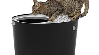 IRIS USA Large Stylish Round Top Entry Cat Litter Box with...