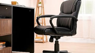 Amazon Basics Padded Office Desk Chair with Armrests, Adjustable...
