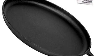 Cast Iron Pizza Pan/Round Griddle - 13.5"-Inch Flat Skillet...