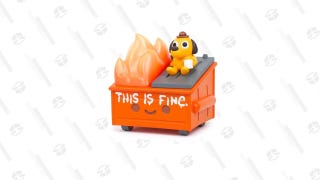 This is Fine Dog Dumpster Fire Vinyl Figure