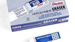 Pentel Hi-Polymer Block Eraser, Large, White, Pack of 10...